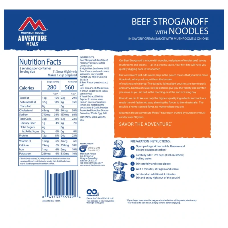 Mountain House Beef Stroganoff Noodles Freeze Dried Meal - Image 2