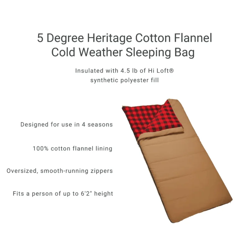 Woods Heritage Cotton Flannel 5° Sleeping Bag - Image 4