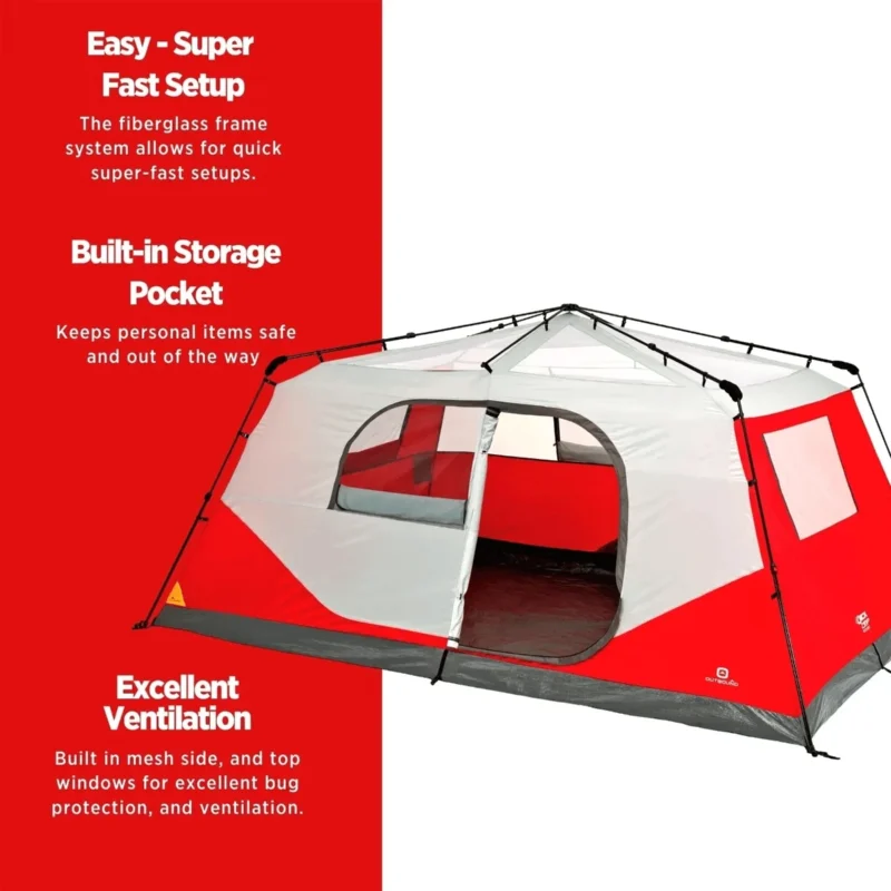 Outbound QuickCamp 3-Season Instant Camping Cabin Tent W/ Rain Fly & Carry Bag - Image 5