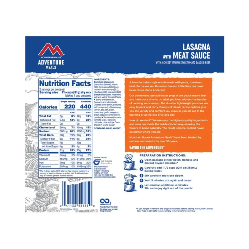 Mountain House Meat Sauce Lasagna Freeze Dried Meal - Image 3